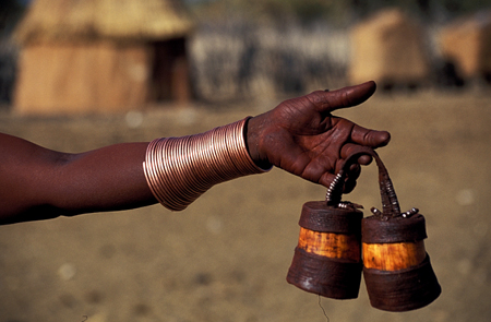 Traditional Cattle Horn Containers Used To Collect Materials For The Ochre Paste That The Himba Smear On Themselves
